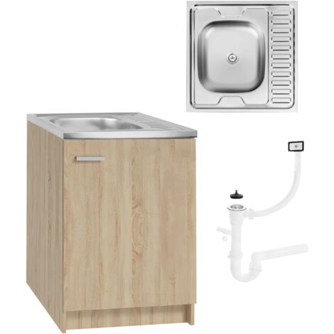 Meuble de cuisine sous évier - 60 x 60 x 85 cm - Chêne Sonoma - Pratique et élégant