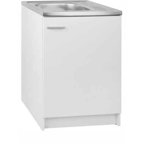 Meuble de cuisine sous évier - 60 x 60 x 83 cm - Blanc élégant - Design moderne et pratique (1/4)