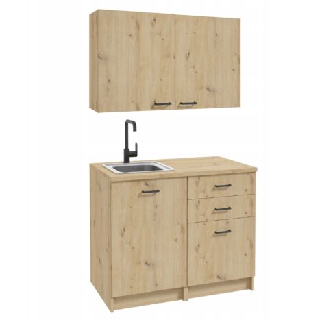 Ensemble de meubles de cuisine 100 x 60 cm – Chêne artisan – Armoire suspendue 100 cm – Rangement optimisé avec tiroirs