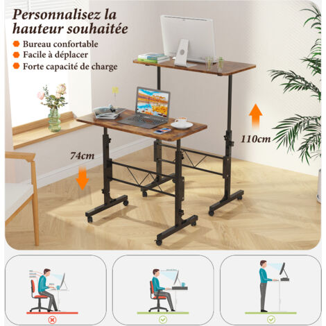 Bureau Debout Réglable En Hauteur, Ordinateur Mobile, Bureau Roulant Chariot De Table De Bureau Bureau Debout Réglable En Hauteur, Ordinateur Mobile, Bureau Roulant Chariot De Table De Bureau