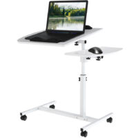 Table de Lit 360° pour Ordinateur Portable à Roulettes Hauteur Réglable - Blanc - 60X40cm/69-90cm