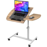 Table de lit 360° pour ordinateur portable à roulettes – Hauteur réglable 61-91 cm – Surface 60x40 cm – Panneaux MDF E1 avec placage PVC