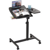 Table de Lit Roulette, Hauteur Ajustable Laptop Support de Souris Séparé, Bureau Debout Mobile 60x40CM avec Petit Tiroir, Bureau Pliable, 360° Bureau D'ordinateur Levage Rotatif Noir