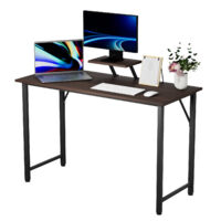 Bureau Informatique 100x50cm, Table d'ordinateur Simple, Petit Bureau Ordinateur avec Support Amovible de Surélévation, Adapté au Bureaux, au Salon, à la Maison (Noir)