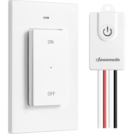 DEWENWILS Kit d'interrupteur d'éclairage sans fil - 1 récepteur + 1 émetteur mural amovible - portée de 30m - Kit Interrupteur RF