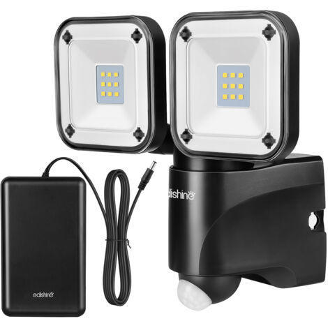 EDISHINE Projecteur LED extérieur IP44, détecteur de mouvement, 800LM, 2 lampes rotatives, noir (1/5)