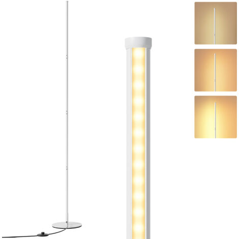 EDISHINE Lampadaire sur pied salon LED dimmable, 3000K blanc chaud, H146cm, interrupteur à pied, lampe d'ambiance moderne, blanc