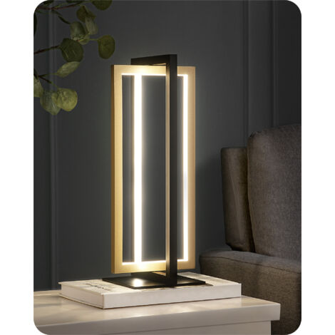EDISHINE Lampe de table LED en métal, lampe de chevet 750LM dimmable, 3000K-4500K-6000K, noir et doré