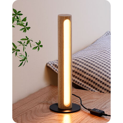 EDISHINE Lampe de table LED dimmable tactile, lampe de chevet, 3 couleurs de température 3000K/4500K/6000K, cylindrique, moderne