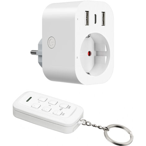 DEWENWILS Multiprise 4 en 1 avec USB, prise sans fil avec télécommande, prise et USB commutable individuellement, blanc