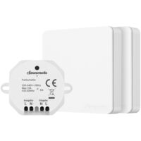 DEWENWILS Kit d'interrupteur sans fil, 1 récepteur + 2 interrupteurs muraux, 10A 2300W max, portée de 30m