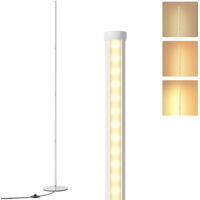 EDISHINE Lampadaire sur pied salon LED dimmable, 3000K blanc chaud, H146cm, interrupteur à pied, lampe d'ambiance moderne, blanc