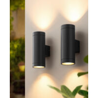 EDISHINE applique murale extérieure intérieure lot de 2, étanche IP44, douille GU10, ampoule requise, Noir