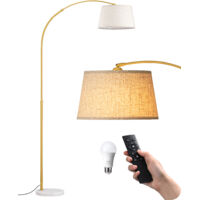 EDISHINE Lampadaire sur pied salon LED dimmable H143-176 cm – 3 températures de couleur – Lampe Arc avec Tête Rotative et Structure en Métal – Douille E27 avec Ampoule LED 9W Incluse