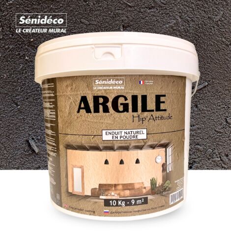 Enduit décoratif argile 10kg pour 9m² coloris ANTHRACITE