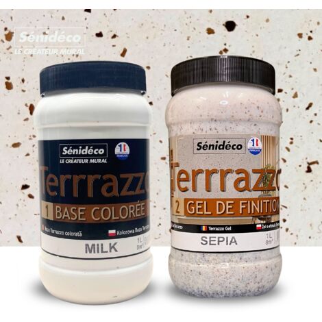 Peinture murale effet Terrazzo 1L – Coloris Milk – Pour surfaces saines – Séchage rapide en 2 heures – Couvre jusqu'à 8m²