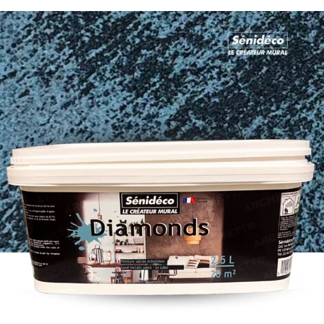 Peinture décorative sablée métallisée 2,5L – Couleur Deep Blue – Surface couverte 20m² – Finition élégante pour murs intérieurs