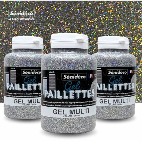 GEL PAILLETTES - Lot 3 pots Multicolor 200 ml