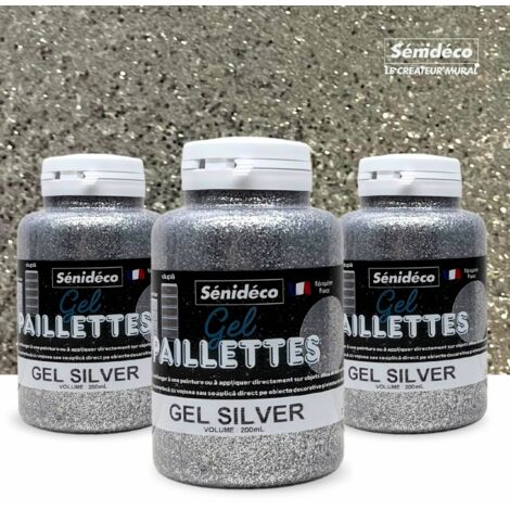 GEL PAILLETTES - Lot 3 pots Silver 200 ml