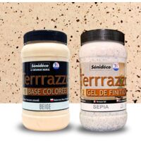 Peinture décorative effet Terrazzo 1L – Couleur beige – Surface couverte 8m² – Séchage rapide 2h – Application sur base Terrazzo