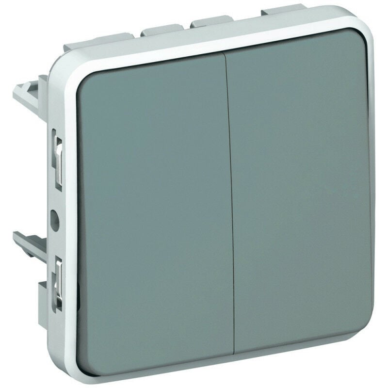Double interrupteur ou va-et-vient Plexo composable IP55 10AX 250V gris (069525)