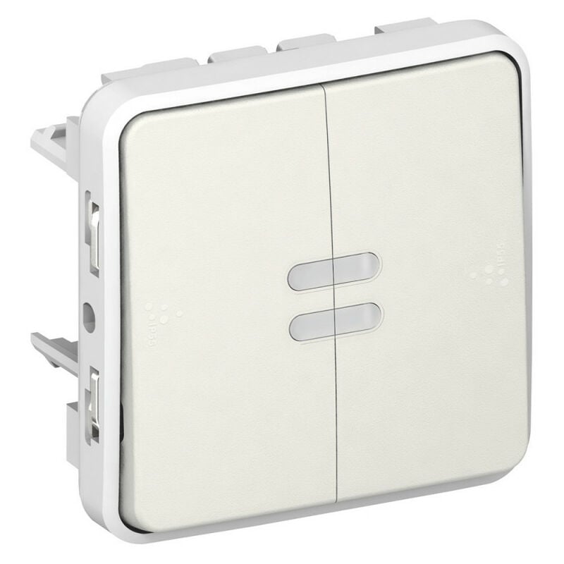 Interrupteur ou va-et-vient témoin câblage existant Plexo composable IP55 10AX 250V blanc (069614)