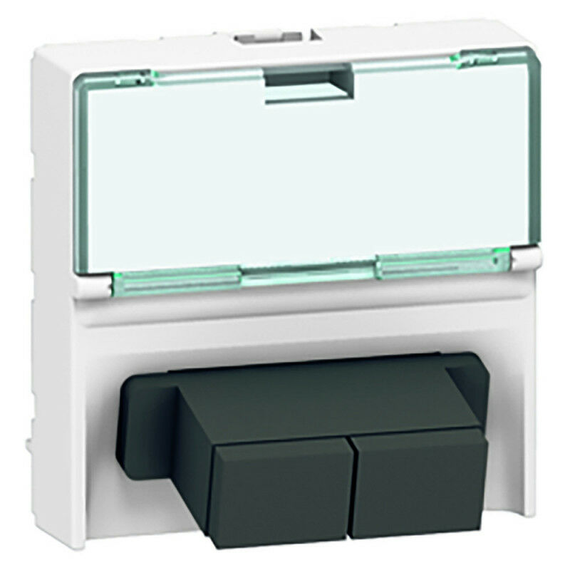 Prise traversée fibre optique 2xSC Mosaic 2 modules avec porte repère transparent et connexion push pull blanc (078617)