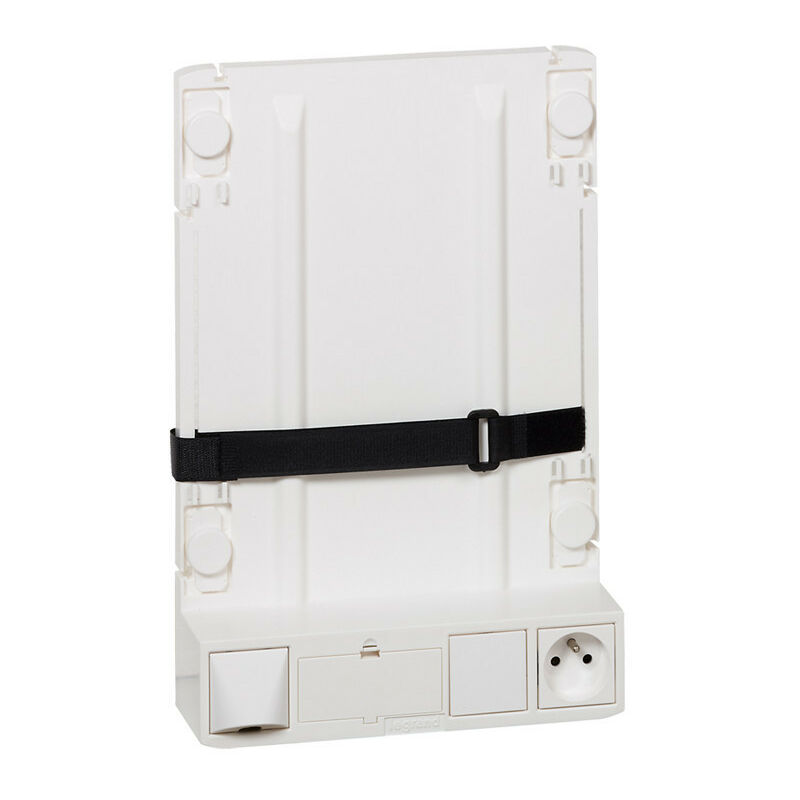 Support box opérateur ADSL et fibre avec 1 prise 2P+T et 4 cordons de liaison box et coffret (413149)