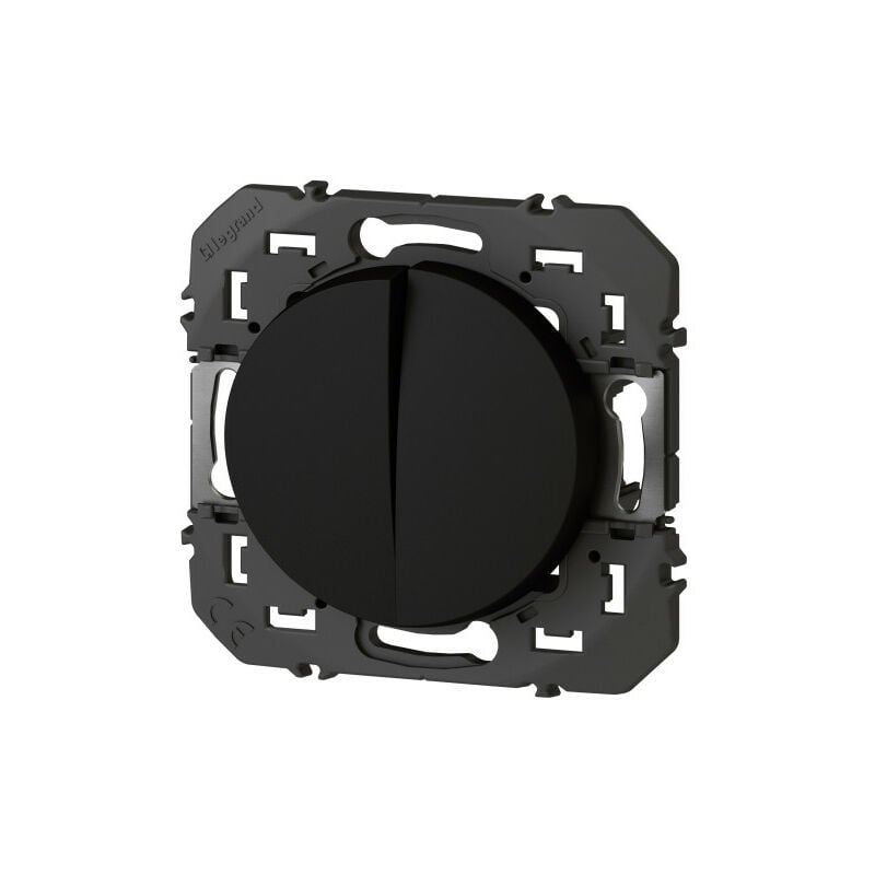 Double interrupteur ou va-et-vient dooxie 10AX 250V finition noir (095261)