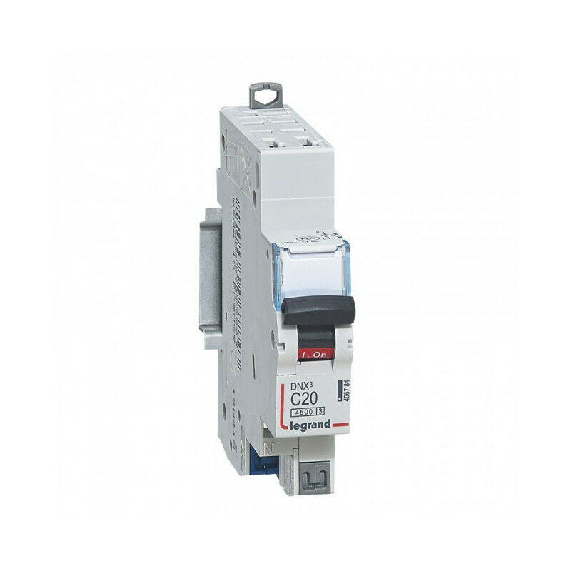 Disjoncteur DNX3 4500 - auto/auto - U+N 230V 20A - 4,5kA - courbe C - 1 mod (406784)