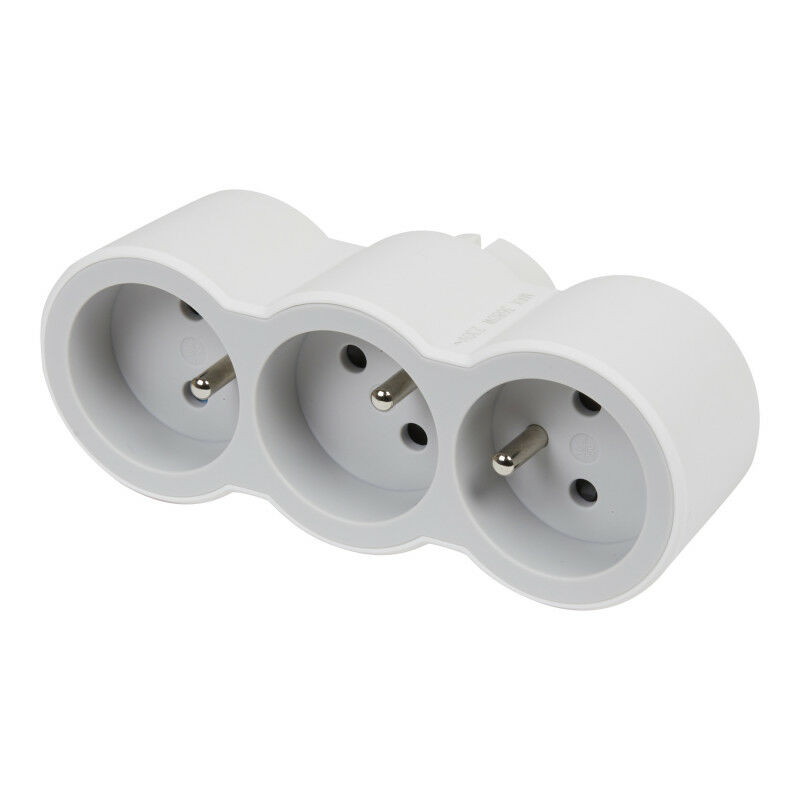 Fiche 3x2P+T frontales 16A 230V 3680W - blanc/gris clair (049433)