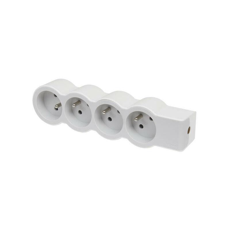 Legrand 049497, Rallonge extra-plate 4x2P+T à câbler - blanc/gris clair