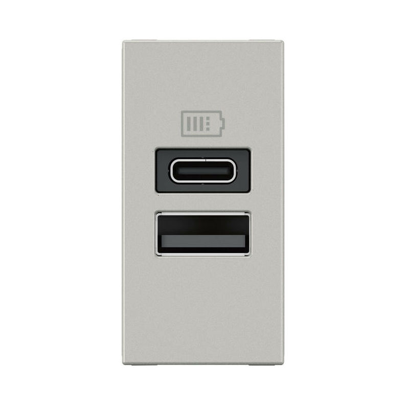 Chargeur USB Type-A+Type-C Mosaic - 2 modules alu pour support LCM (077671L)