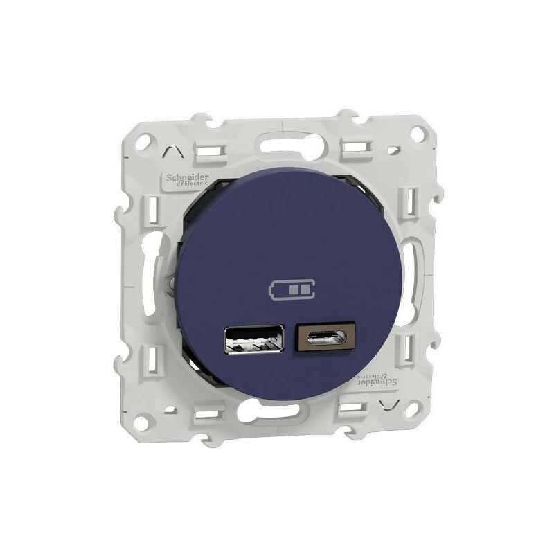 Prise USB double - type A+C - Alu - 5 Vcc - 2,4A Odace S530401