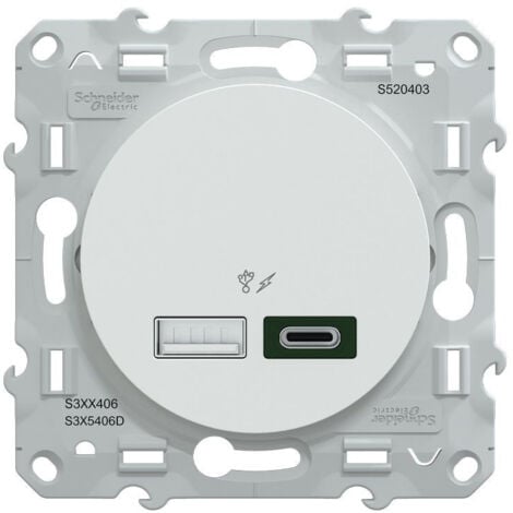 Odace - chargeur USB type A 7,5W + C 45W - forte puissance type C - blanc (S520403)