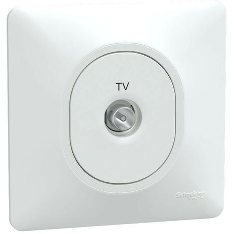 Ovalis - prise TV simple - Blanc - griffes montées - avec plaque (S321405) (1/3)