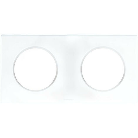 Eur Ohm – Plaque Eurohm blanche 2 postes Square 71mm – Pour installations électriques – Compatible avec boîtiers standards