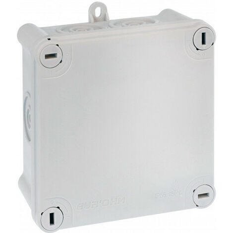 Eur Ohm – Boîte de dérivation étanche IP55 100x100x55mm – 7 entrées pour câbles de 4 à 25mm – Design carré pour installations extérieures - EUR50004