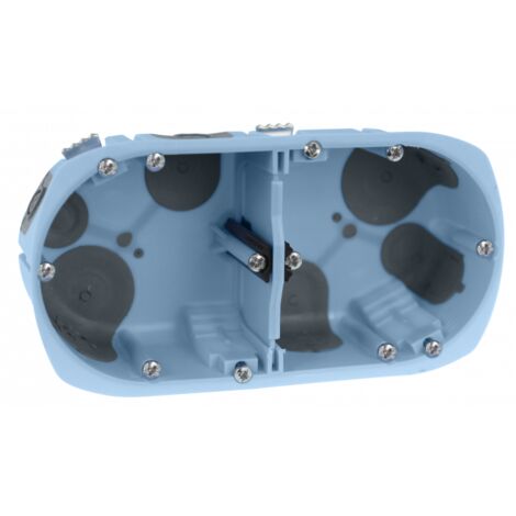 Eur Ohm – Boîte d'encastrement mural 2 postes Ø 67mm – Profondeur 50mm – Entraxe 71mm – IP 55 pour maisons BBC et passives