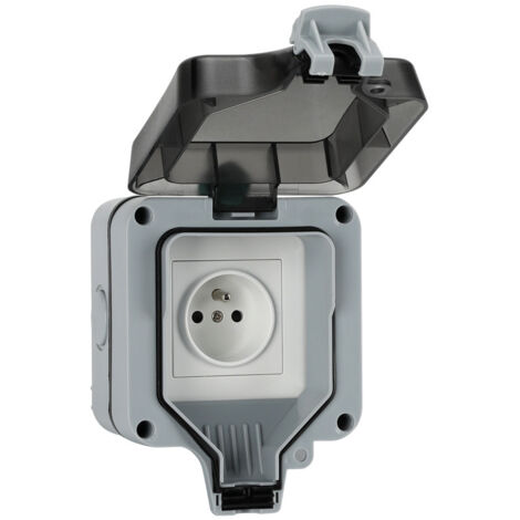 Hager – Prise de courant encastrée blanche IP55 – 2P+T – Fixation rapide par vis ¼ de tour – Pour espaces confinés (1/6)