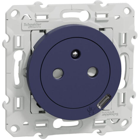 Schneider Electric – Prise de courant affleurante 2P+T avec port USB 10,5W – Normes NF, IK04, IP21D – Fixation par vis – Pour utilisation intérieure