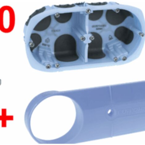 Pack de 100 Boîtes d'encastrement étanches pour cloisons sèches 40mm 2 postes - guide de découpe offert - 52264 - Eur'Ohm (1/3)