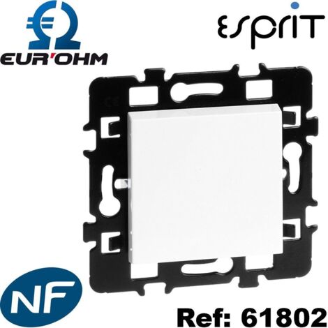 Bouton poussoir 6A avec enjoliveur blanc bornes auto (sans plaque) ESPRIT EUR'OHM 61802