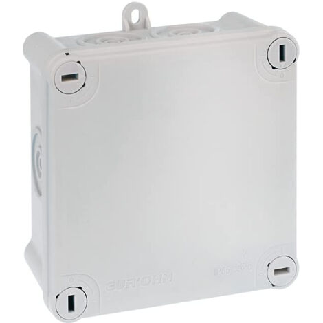Eur Ohm – Boîte de dérivation étanche 105x105x55 mm – Indice de protection IP55 – 7 entrées – Installation sans perçage – Pour environnements humides