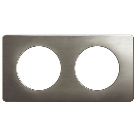 Plaque de finition Céliane 2 postes - Acier Satiné (CP1802)