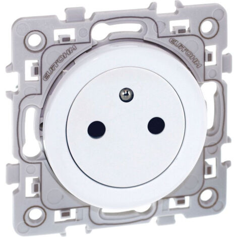 Eur Ohm – Prise de courant affleurante 2P+T 16A blanche – Encastrement – Indice de protection IP20 – Bornes à connexion automatique (1/3)