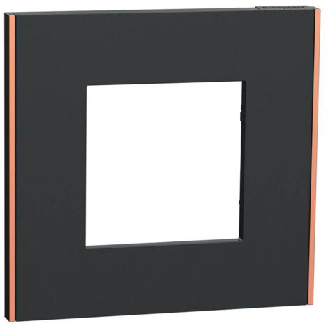 Schneider Electric – Plaque de finition Unica Déco Subtil 1 poste – Anthracite liseré cuivre – Compatible prises Unica 45x45 – Installation avec support NU7002x - NU600241 (1/3)
