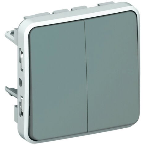 Double interrupteur ou va-et-vient Plexo composable IP55 10AX 250V gris (069525)
