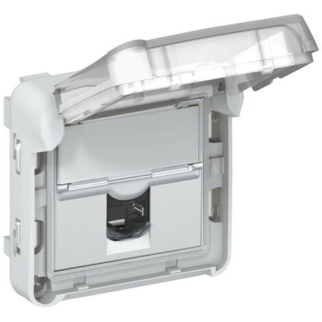 Prise RJ45 catégorie5e FTP Plexo composable IP55 gris (069557)