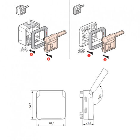 Prise RJ45 catégorie5e FTP Plexo composable IP55 gris (069557)